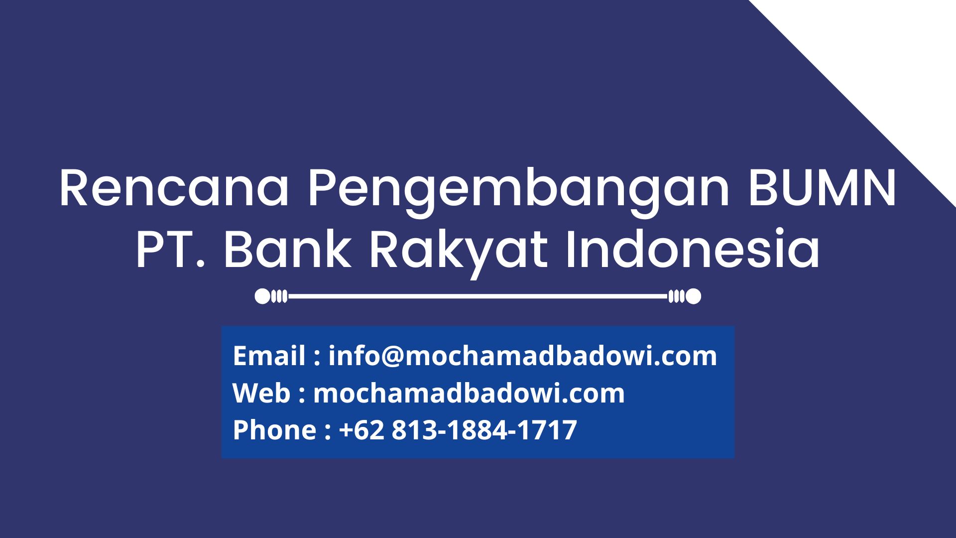 Jasa Penyusunan Rencana Pengembangan Bank Rakyat Indonesia (BRI)